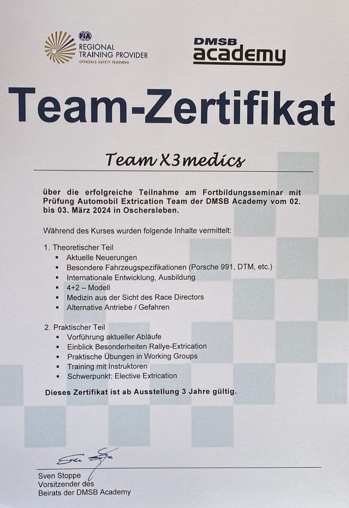 Extrication Team Zertifikat 2024
